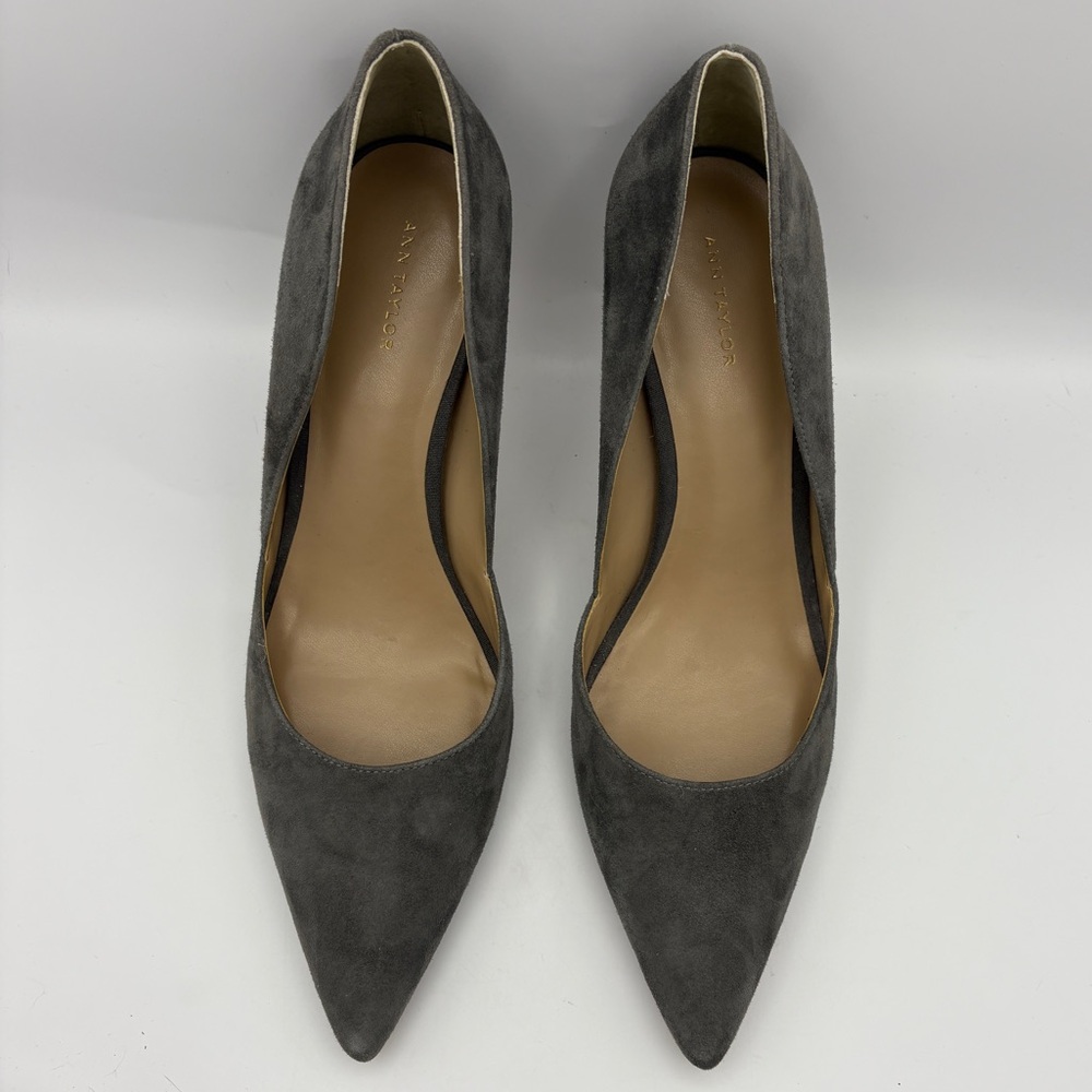 Ann Taylor Gray Suede Heels 9 - Picture 2 of 8